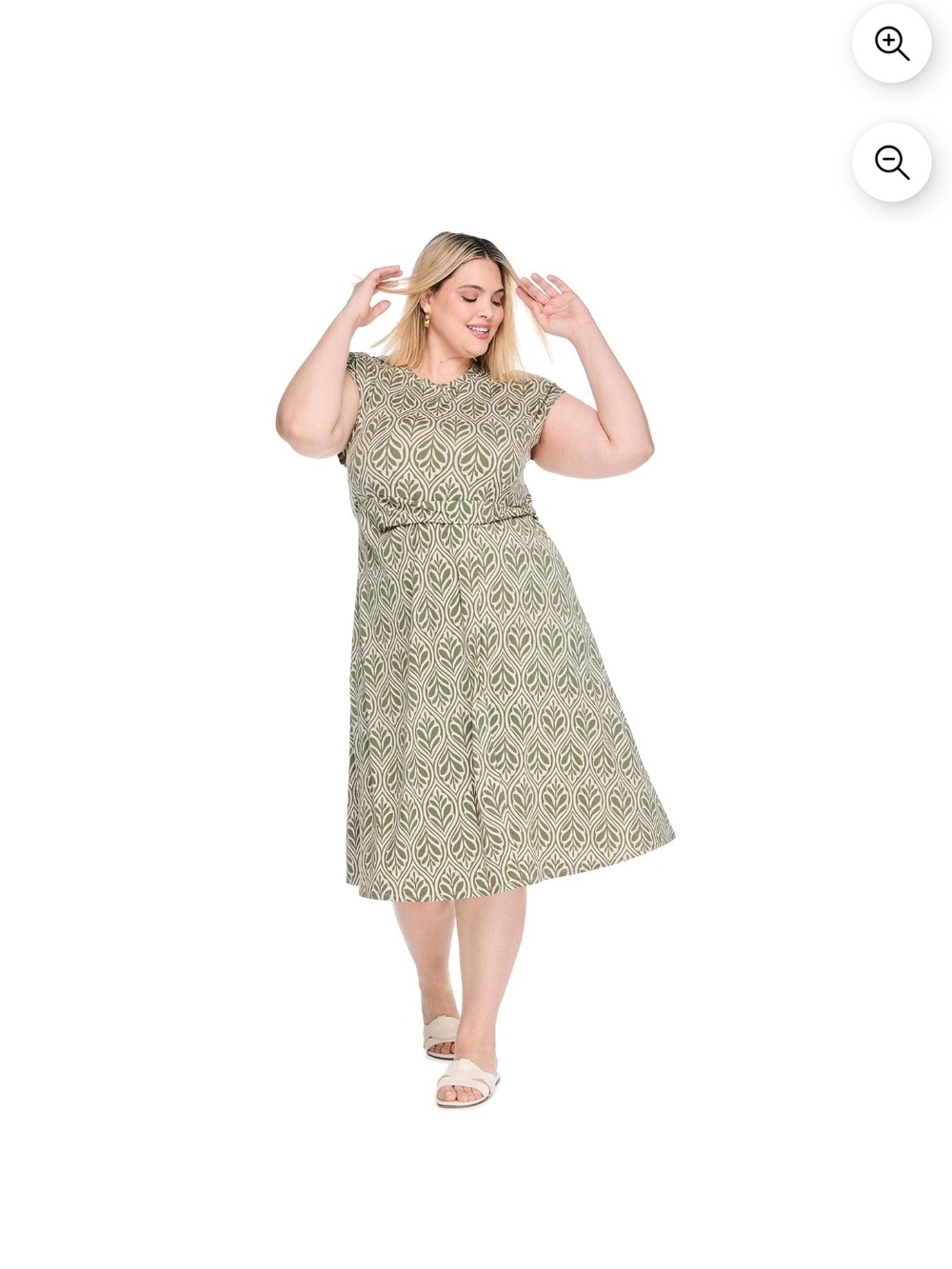 Lane Bryant Plus Size 6X Olive Patterned Midi Dress New With Tags